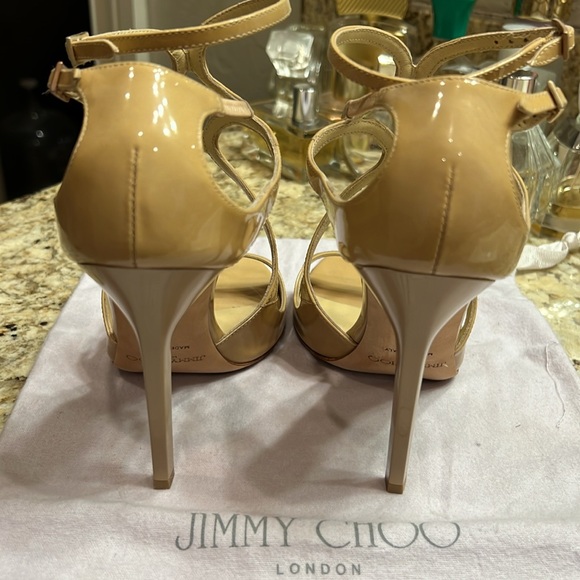 Jimmy Choo Beige Patent Leather Lance Strappy Sandals size 37 - Picture 9 of 11